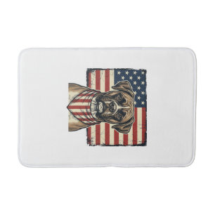 Vintage Patriotic Boxer Dog Flag Shirt Design_1 Bath Mat