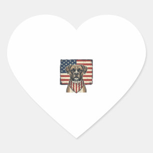 Vintage Patriotic Boxer Dog Flag Shirt Design_1 Heart Sticker