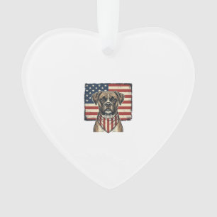 Vintage Patriotic Boxer Dog Flag Shirt Design_1 Ornament