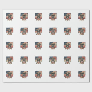 Vintage Patriotic Boxer Dog Flag Shirt Design_1 Wrapping Paper