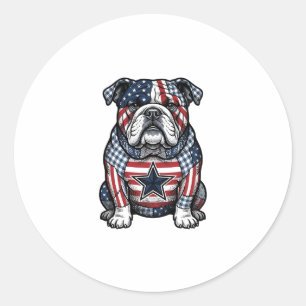 Vintage Patriotic Bulldog Vector Shirt Design_1 Classic Round Sticker