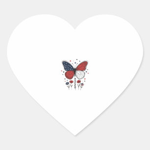 Vintage Patriotic Butterfly America Shirt Design_1 Heart Sticker