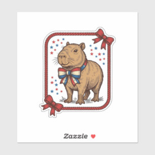 Vintage Patriotic Capybara Bow Tie Shirt Design_1