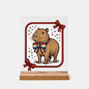 Vintage Patriotic Capybara Bow Tie Shirt Design_1 Acrylic Sign