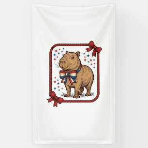 Vintage Patriotic Capybara Bow Tie Shirt Design_1 Banner