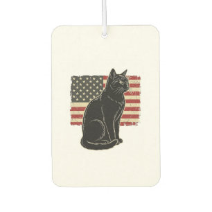 Vintage Patriotic Cat Flag Graphic T-Shirt Design_ Car Air Freshener