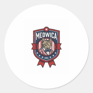 Vintage Patriotic Cat Meowica USA Shirt Design_1 Classic Round Sticker