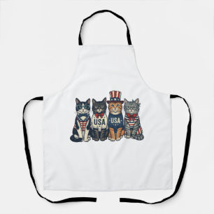 Vintage Patriotic Cats USA Shirt Design_1 Apron