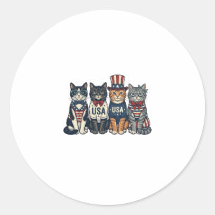 Vintage Patriotic Cats USA Shirt Design_1 Classic Round Sticker
