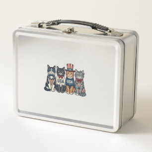 Vintage Patriotic Cats USA Shirt Design_1 Metal Lunch Box