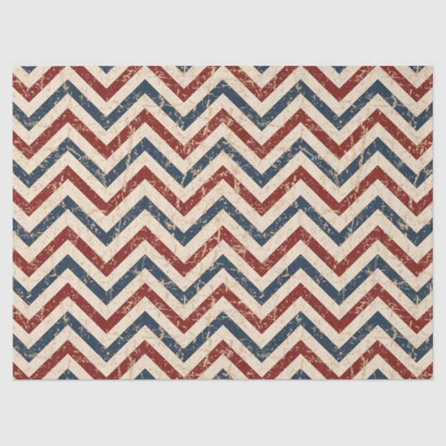 Vintage Patriotic Chevron Pattern Tissue Paper (Front)