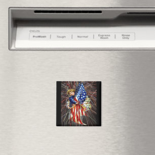 Vintage Patriotic Child and Fireworks Magnet