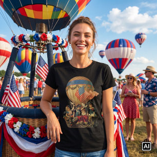 Vintage Patriotic, Children in a Hot Air Balloon T-Shirt