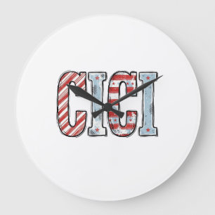 Vintage Patriotic CICI Name Vector Shirt Design_1 Large Clock