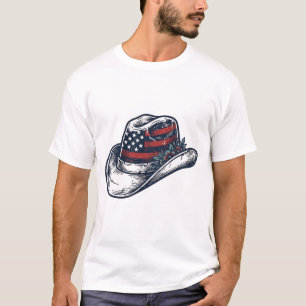 Vintage Patriotic Cowboy Hat Flower Shirt Design_1