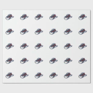Vintage Patriotic Cowboy Hat Flower Shirt Design_1 Wrapping Paper