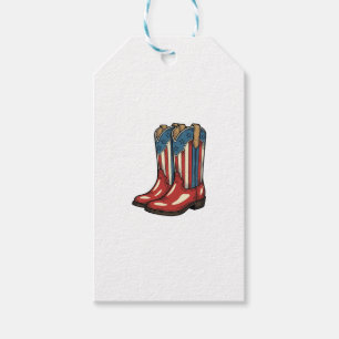 Vintage Patriotic Cowgirl Boots Western Shirt_1 Gift Tags
