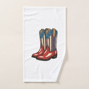 Vintage Patriotic Cowgirl Boots Western Shirt_1 Hand Towel