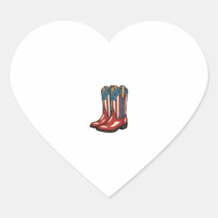 Vintage Patriotic Cowgirl Boots Western Shirt_1 Heart Sticker