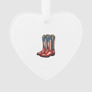 Vintage Patriotic Cowgirl Boots Western Shirt_1 Ornament