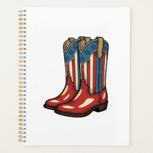 Vintage Patriotic Cowgirl Boots Western Shirt_1 Planner
