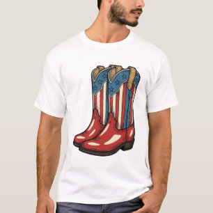 Vintage Patriotic Cowgirl Boots Western Shirt_1 T-Shirt