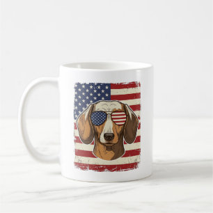 Vintage Patriotic Dachshund Flag Sunglasses Vector Coffee Mug
