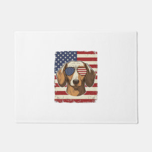 Vintage Patriotic Dachshund Flag Sunglasses Vector Doormat