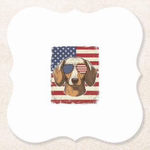 Vintage Patriotic Dachshund Flag Sunglasses Vector Paper Coaster