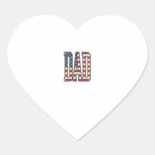 Vintage Patriotic Dad Flag Lettering Shirt Design_ Heart Sticker