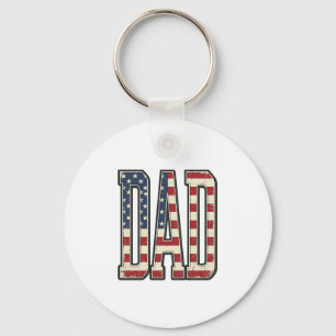 Vintage Patriotic Dad Flag Lettering Shirt Design_ Key Ring