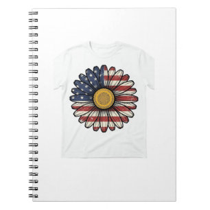 Vintage Patriotic Daisy Flower Vector Design_1 Notebook