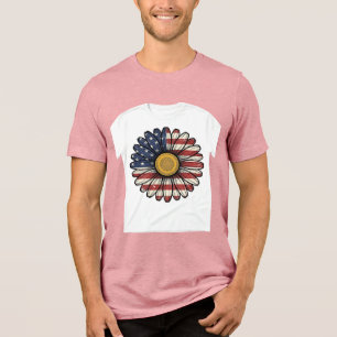 Vintage Patriotic Daisy Flower Vector Design_1 Tri-Blend Shirt