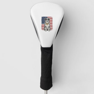 Vintage Patriotic Dog American Flag Shirt Design_1 Golf Head Cover