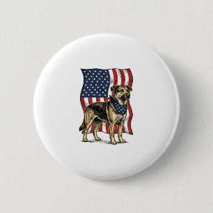 Vintage Patriotic Dog Flag Vector Shirt Design_1 6 Cm Round Badge