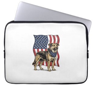Vintage Patriotic Dog Flag Vector Shirt Design_1 Laptop Sleeve
