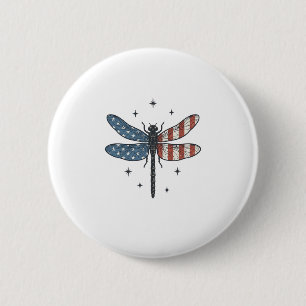 Vintage Patriotic Dragonfly Vector Shirt Design_1 6 Cm Round Badge