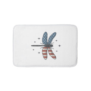 Vintage Patriotic Dragonfly Vector Shirt Design_1 Bath Mat