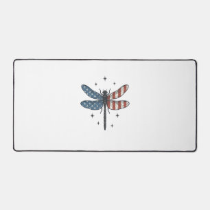 Vintage Patriotic Dragonfly Vector Shirt Design_1 Desk Mat