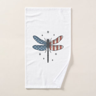 Vintage Patriotic Dragonfly Vector Shirt Design_1 Hand Towel
