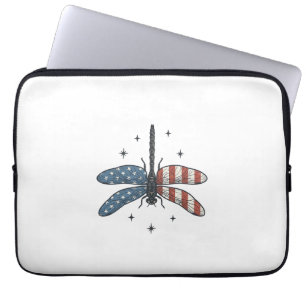 Vintage Patriotic Dragonfly Vector Shirt Design_1 Laptop Sleeve