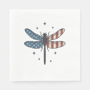 Vintage Patriotic Dragonfly Vector Shirt Design_1 Napkin