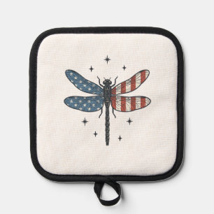 Vintage Patriotic Dragonfly Vector Shirt Design_1 Pot Holder