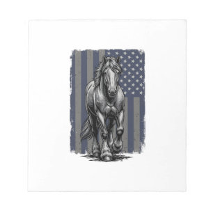 Vintage Patriotic Draught Horse Flag Vector Design Notepad