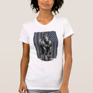 Vintage Patriotic Draught Horse Flag Vector Design T-Shirt