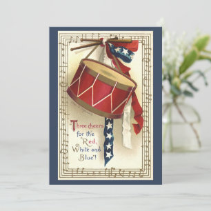 Vintage Patriotic, Drums with Music Invitation