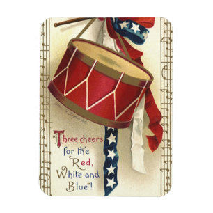 Vintage Patriotic, Drums with Musical Notes Magnet