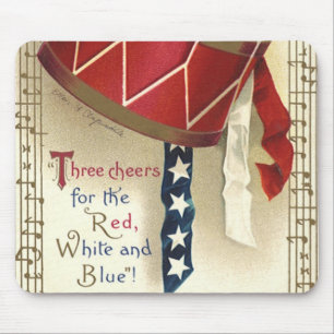 Vintage Patriotic, Drums with Musical Notes Mouse Pad