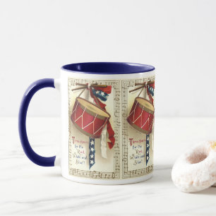 Vintage Patriotic, Drums with Musical Notes Mug