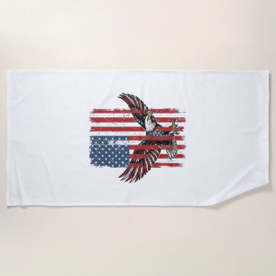 Vintage Patriotic Eagle Flag Shirt Design_1 Beach Towel